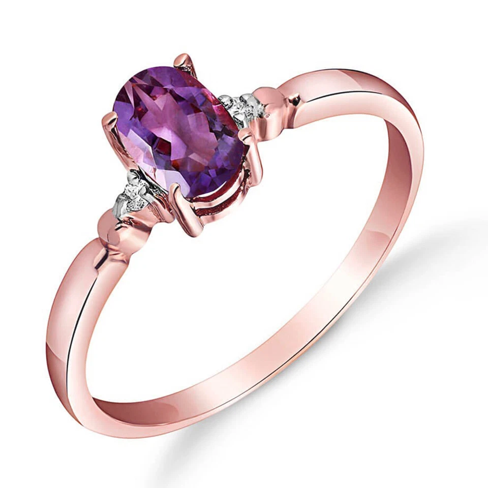 18K. ANILLO ORO MACIZO CON DIAMANTES NATURALES Y AMATISTA (Oro Rosa) Foto 2 de 4