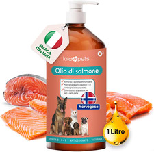 Olio di salmone per cani e gatti 1 LITRO [ NORVEGESE - 100% naturale, spremuto a