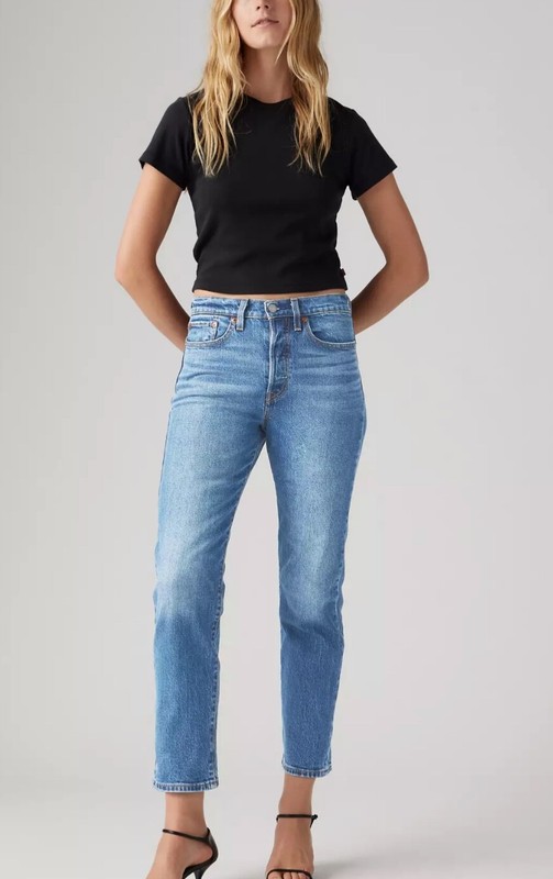 LEVI'S $98 Wedgie Straight Ankle Mid-Rise Button-Fly Jeans size 24x27 EUC