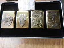 NIB 1997 Zippo Harley Davidson Brass Eagle Lighter Set HD161 Unfired RARE