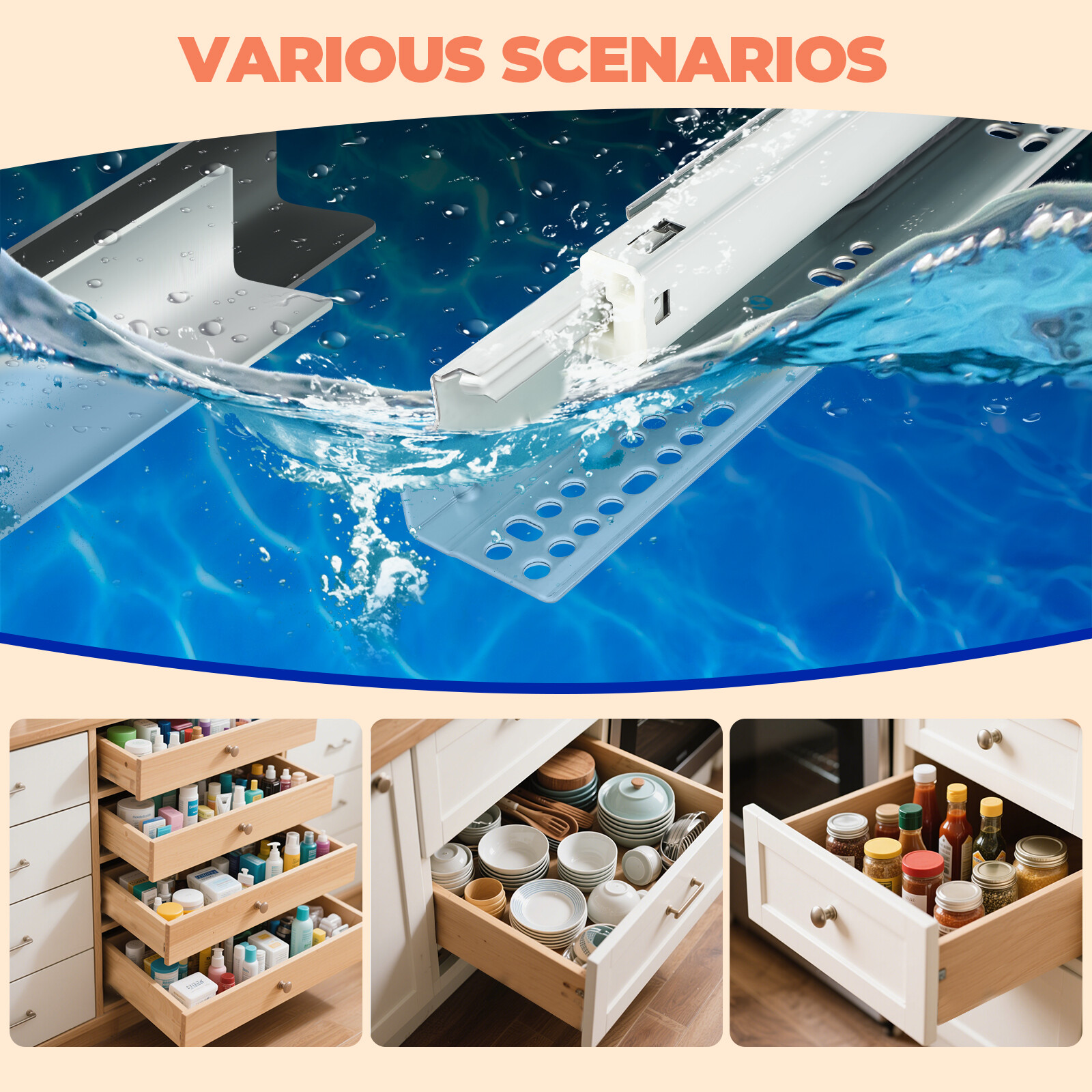 Soft Close Drawer Slides 8 Pairs, 15 Inch Drawer Slides Bottom Mount Hidden