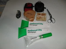 JUNK DRAWER MISC LOT total items 9 ice scrapers-3 coaster sets-2 tire gage-1