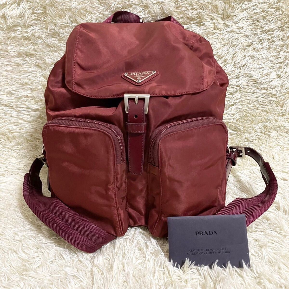 PRADA Nylon Red AMARANTO VELA Backpacks rucksack B5885 from PRADA Nylon Red AMARANTO VELA Backpacks rucksack B5885 from