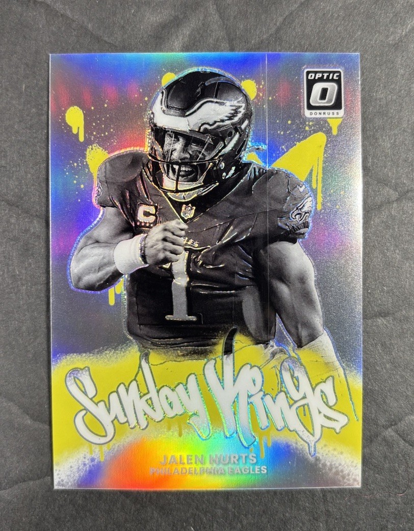 Jalen Hurts #11 Football Cards 2025 Panini Donruss Optic Sunday Kings trading card — raw and PSA graded price guide