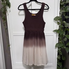 Alice+Olivia Dress Size Medium Brown Knit Ombre Sundress Boho Vacation Silk