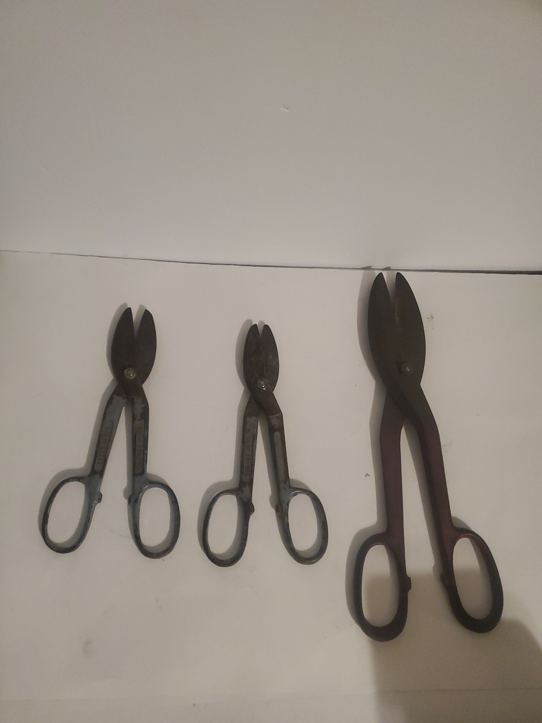 Vintage Tin Snips 8 And 12 Inches . Set Of 3. Drop Forged Solid Steel