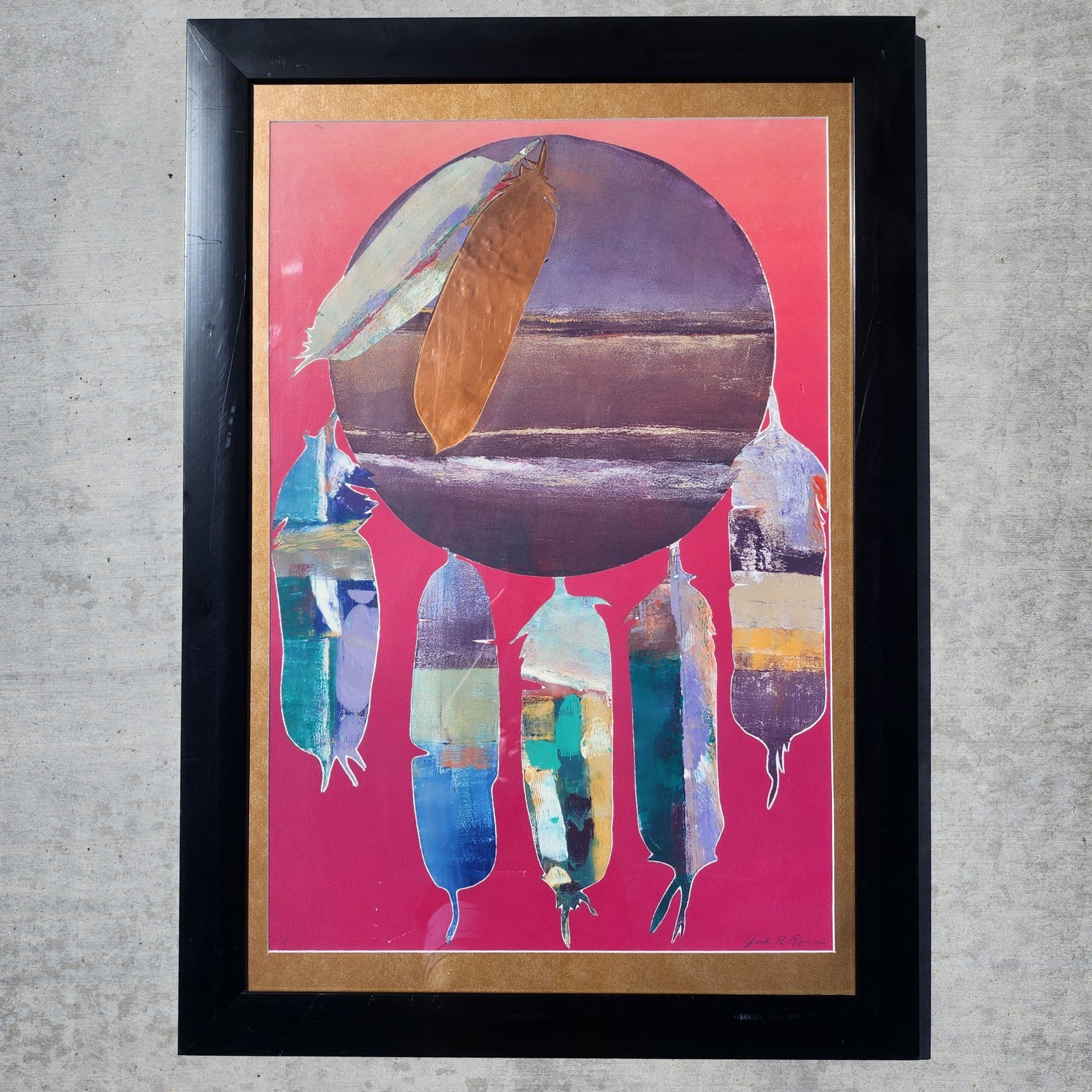 Jack Eggman Original Monotype Print Abstract Southwest Desert Art Signed Framed