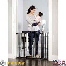 Adjustable Baby Safety Gate Extra Wide 30 Inch Tall Metal Walk Through Design US