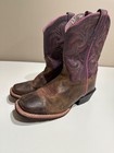 Dan Post Girl’s Majesty Leather Square Toe Boots DPC2947 Size 1 D Brown Pink — photo 2
