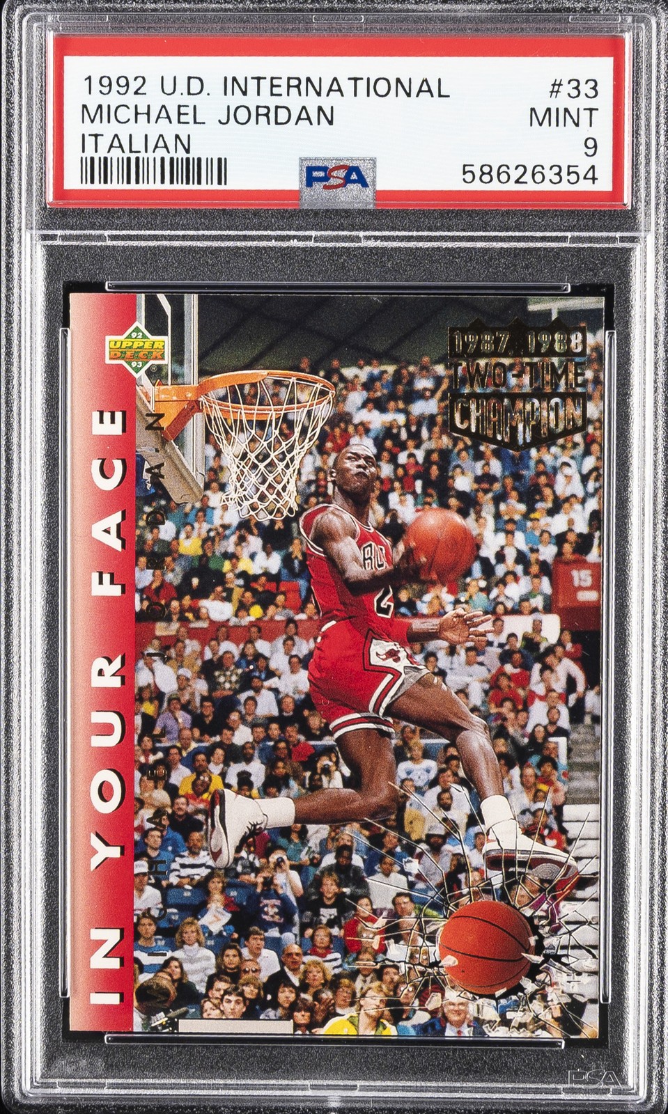 1992 UD INTERNATIONAL ITALIAN #33 MICHAEL JORDAN PSA 9