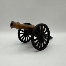 Miniature Cannon Figurine Gold Black Vintage Metal Artillery