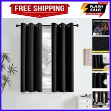 100 Black Out Curtains 63 Inches Long 2 Panels for Living Room, Bedroom, Off...