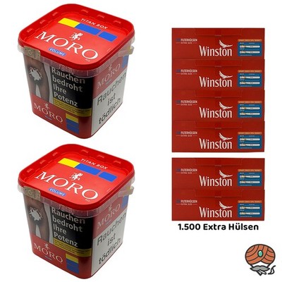 Moro Red/Rot Volumentabak Titan Box 2x 310g, 1500 Winston Extra Hülsen