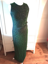 RO&ZO Festive Sparkly Green Column Midi Evening Dress Size 10 BNWT