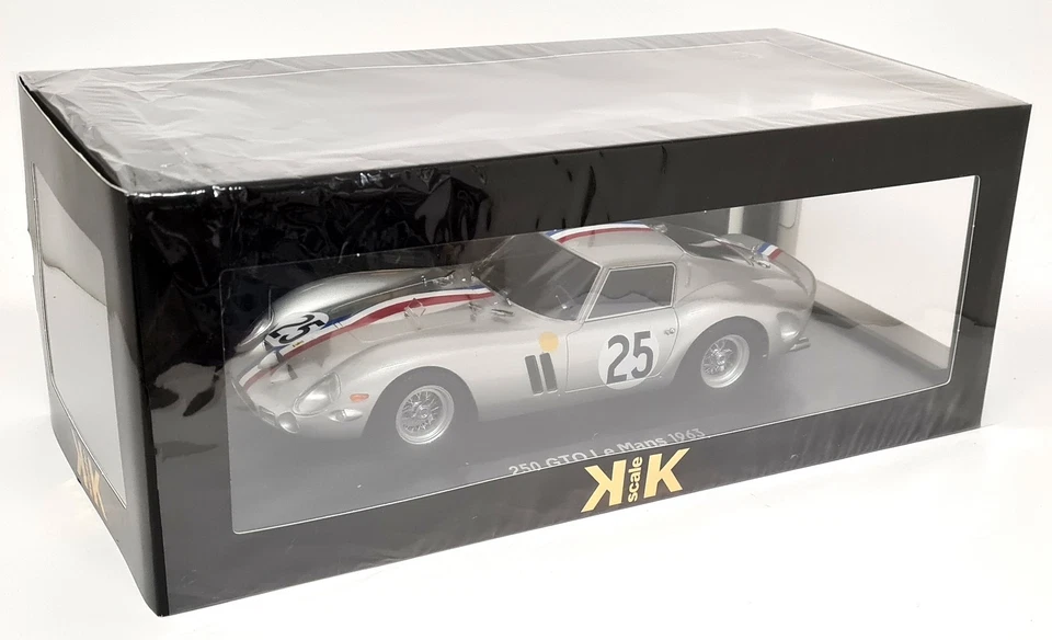 KK 1/18 - Ferrari 250 GTO Le Mans 1963 #25 Silver Diecast Scale Model Car - Image 2 of 4