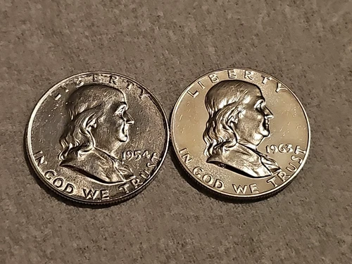 1954.1963 Franklin Silver Half Dollar  Proof.2 Coins