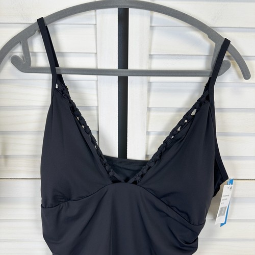 New Bleu Rod Beattie Black Pulling Strings One Piece Swimsuit Ruched Size 14 - Picture 2 of 10