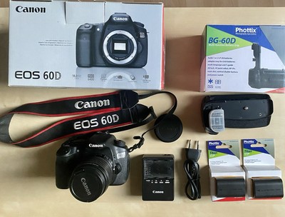 Canon EOS 60D, Spiegelreflexkamera + Phottix B.-Griff + 17-55 Objektiv, OVP