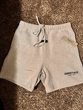 Essentials Fear of God Men's Gray Fleece Cotton Sweat Shorts Logo Pockets