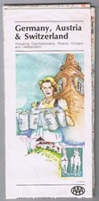 AAA Map Germany Austria Switzerland Czech Poland Hungary Leichtenstein 1984
