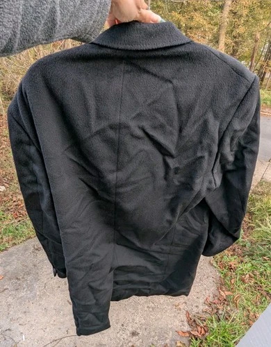 Hickey Freeman Coat Mens 44 Long 100% Wool Black Overcoat Jacket- Union Made  image 6