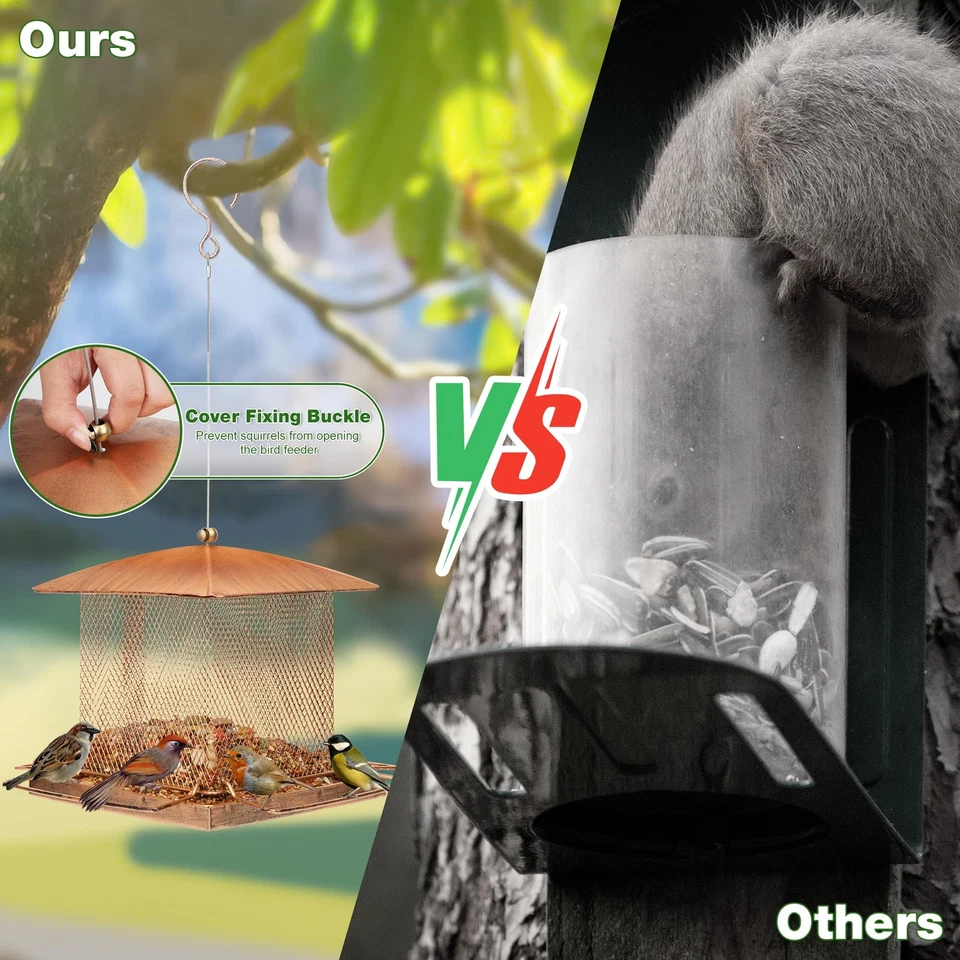 Alimentador de aves Alimentadores de metal de alta resistencia para colgar al aire libre 3,5 lb gran capacidad Foto 3 de 4