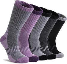 Womens Merino Wool Hiking Socks Thermal Warm 5 Pairs Crew Boot
