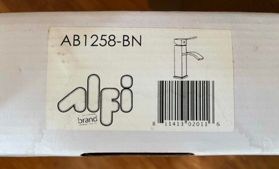 ALFI brand AB1258 Nickel Square Body /Curved Spout Single Lever Bathroom Faucet