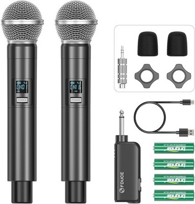 Sistema de micrófono inalámbrico digital dual con 2 micrófonos dinámicos de mano