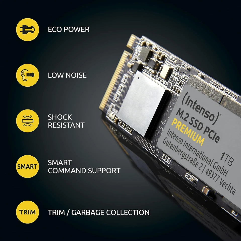 Intenso 1TB M.2 SSD PCIe Premium, up to 2100 MB/s, (PCI Express Gen.3x4 NVMe 1.3 - Image 4 of 4