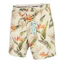SCOTCH SODA Men's Shorts W30 Colourful Leaf Pattern Chino Logo Casual I