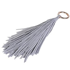 Women Leather Tassel Keychain Car Keyring Holder Bag Wallet Purse Gray-a