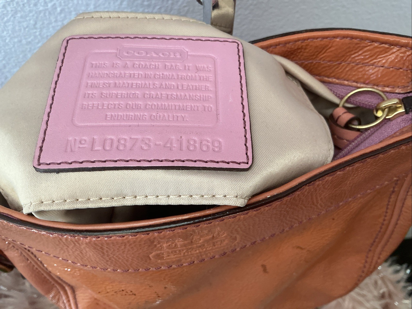 Coach Medium Patterned Leather Orange Should Bag … - image 8