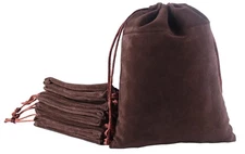 Sansam Large Velvet Gift Bags with Drawstring, 10pcs 8.0x10.0 Inch Brown Draw...