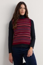 Seasalt Women's Regular Percella Cove Fair Isle Knitted Vest Star Jasmine Carmin