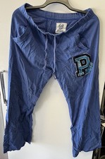 Victoria's Secret Pink Sweat Pants Bottoms Womens L Blue P Patch Y2K Relaxed EUC