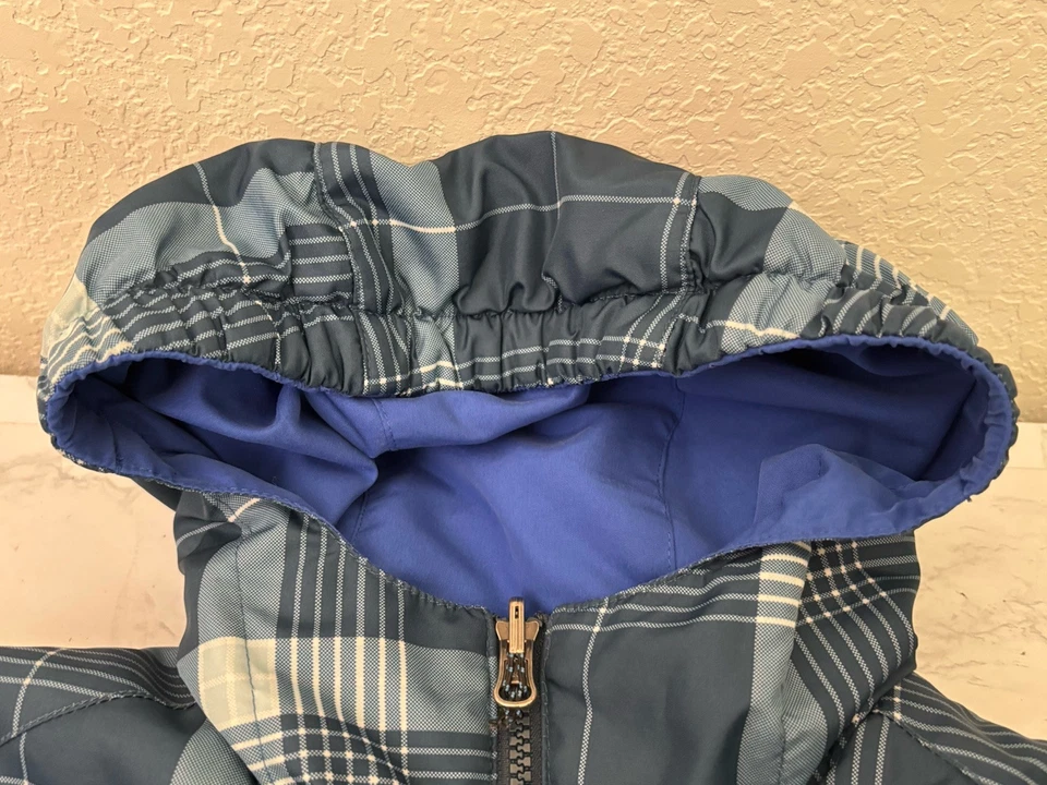 Chaqueta de Invierno Reversible Borde Polar Niños Talla Grande A Cuadros Azul Cremallera Completa Abrigo G2 Foto 4 de 4