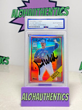 DAVID WELLS SIGNED 2001 TOPPS TRADED REFRACTOR PSA BLUE JAYS 128T AUTO