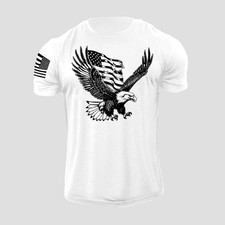 New Men's Distressed USA Eagle Flag T-Shirt Patriotic American Graphic Tee