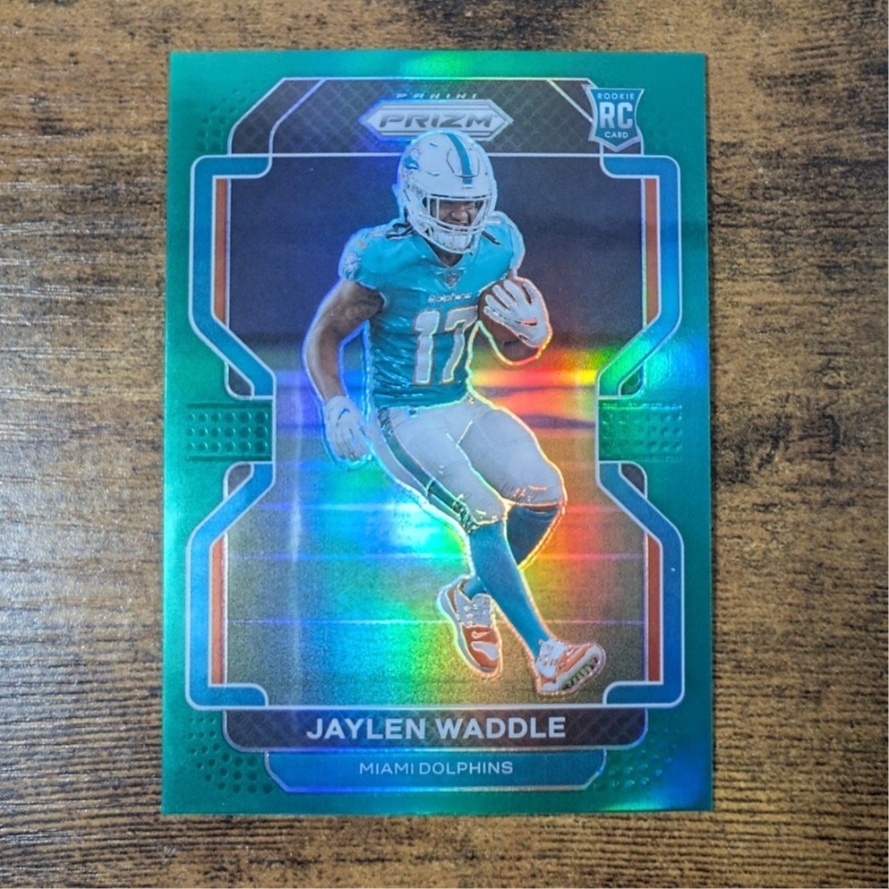 2021 Panini Prizm Jaylen Waddle #338 Green Prizm Rookie Dolphins RC Alabama WR