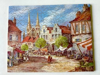 VINTAGE 1931 WOODEN ACADEMY PUZZLE “THE VILLAGE SQUARE”. 200 PCS