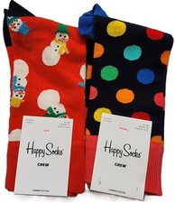 Happy Socks Men 2 Pairs Christmas Snowmand and Colorful Large Dots