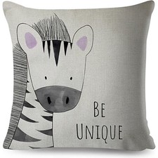 Be Unique Zebra Decorative Throw Pillow Cover Nursery Kids Room Neutral
