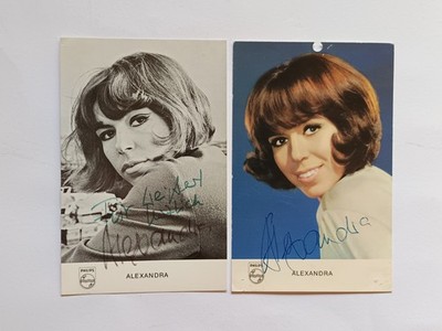 Alexandra Sängerin +1969 2x Original Autogramm auf Karte Selten!