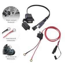 Waterproof Motorcycle SAE to USB Cable Adapter 2.1A Phone GPS USB Charger Outlet