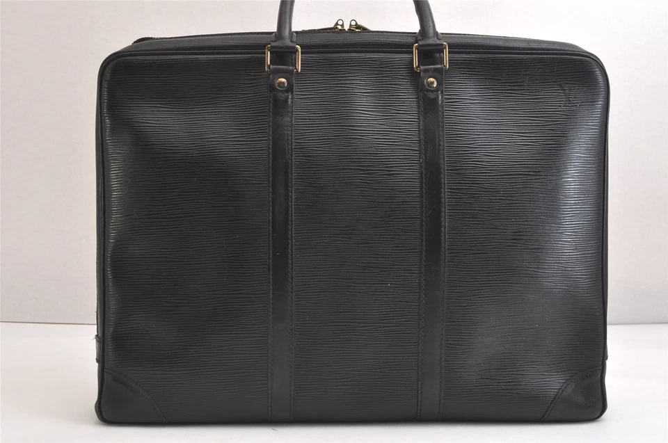Auténtico maletín Louis Vuitton Epi Porte Documents Voyage M59162 negro 3706N Foto 3 de 4