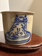 Beaumont Brothers Pottery BBP Crock Salt Glaze Cat Stoneware 1995 Vintage