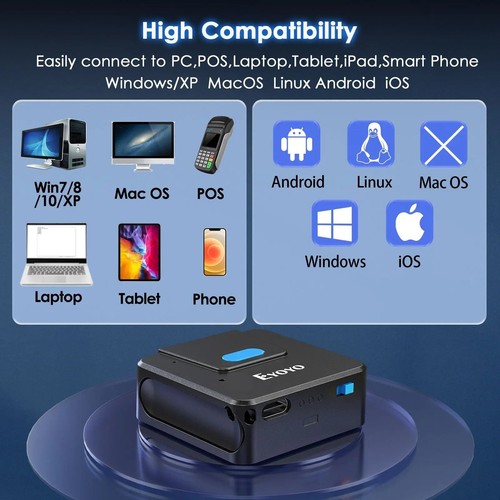 Eyoyo Scanner Codes-Barres Bluetooth Portable 1D QR Sans Fil Doigt Gauche/Droit - Photo 3/6