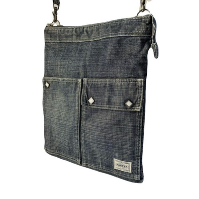 #ad PORTER OUNCE Denim Shoulder Bag Blue Vintage Wash Crossbody Yoshida Japan $89.99
