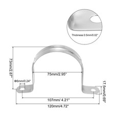 75mm Rigid Pipe Strap Clamp, 10 Pcs Stainless Steel Two Hole U-shape Tube Clip ?